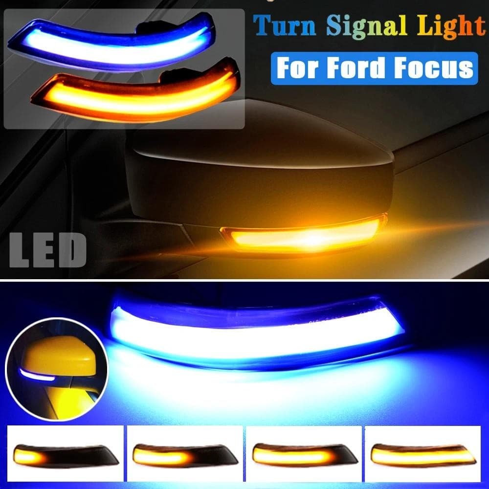 2 Pçs Luz De Sinal Volta Dinâmica LED Asa Lateral Espelho Retrovisor Indicador Pisca Para Ford Focus 2 3 Mk2 Mk3 Mondeo