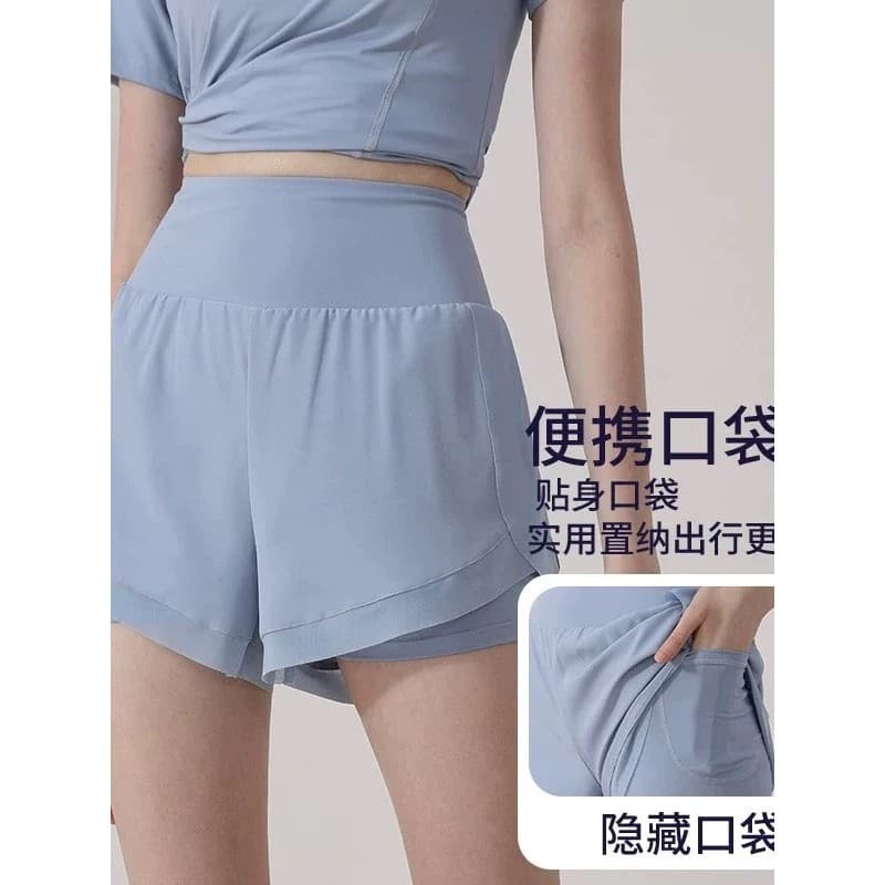 Verão novo estilo shorts meados de cintura solta Yoga esportes correndo estiramento exterior Wear Fitness esportes short