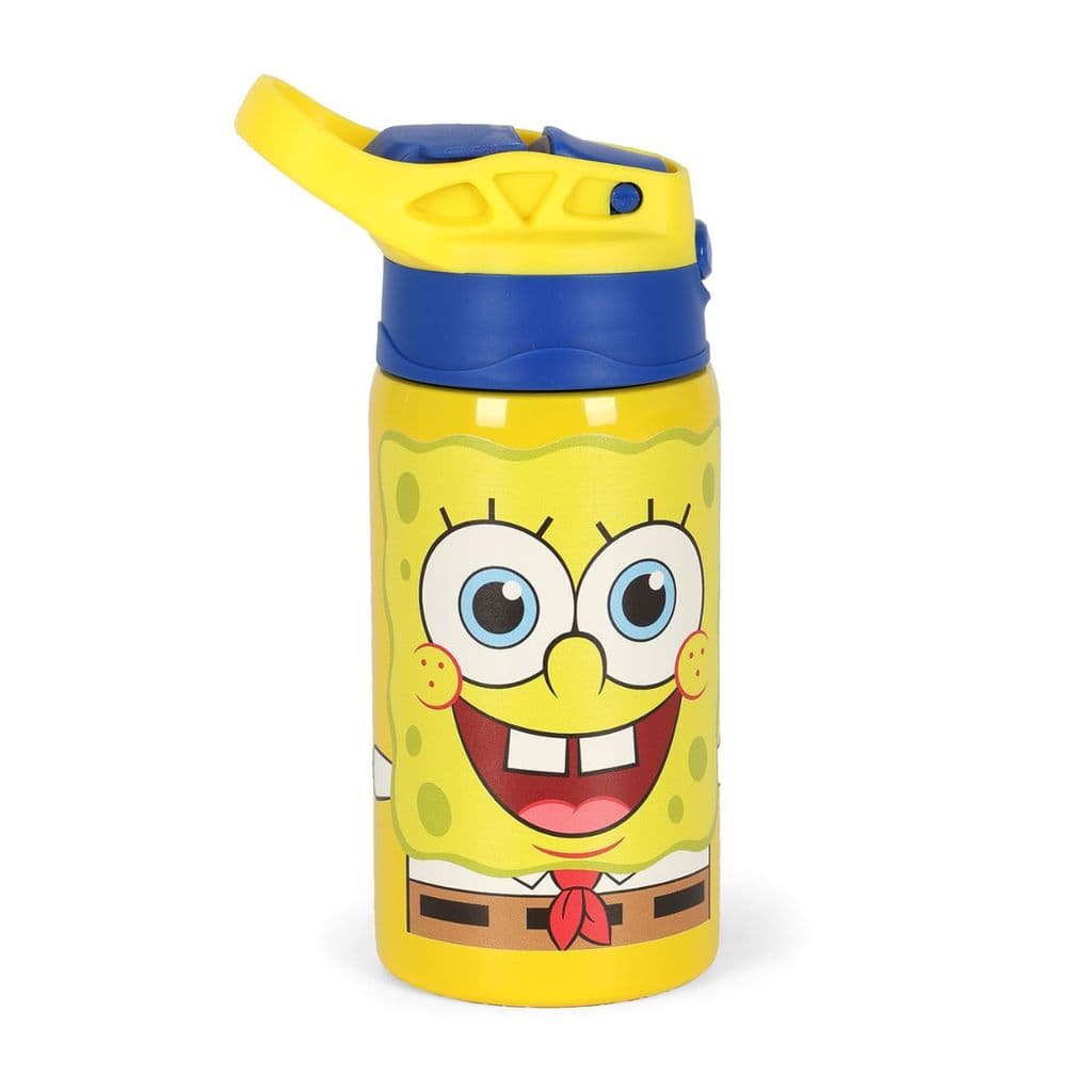 Garrafa Escolar Infantil  Aço Inox Bob Esponja 500ml - Luxcel