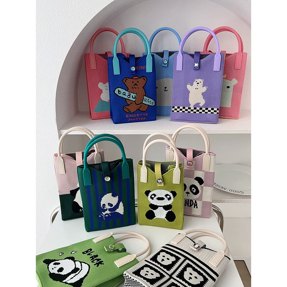 2024 novo estilo feminino primavera verão bonito Panda Mini saco do telefone móvel versão coreana moda All-Match Cross-c