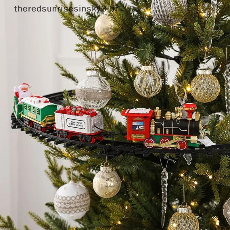 TSBR Série De Natal Trem Tra Elétrico Vapor Modelo Luzes Presentes Do Feriado Das Crianças Música Papai Noel Conjunto .