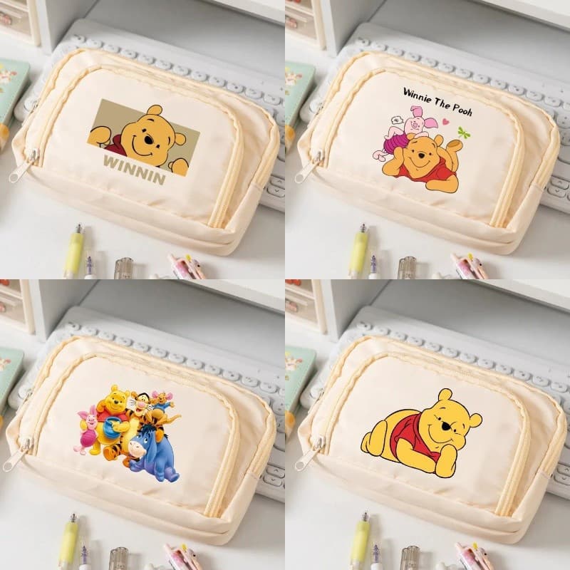 Estojo do Winnie the Pooh, grande capacidade, design simples, caixa de material escolar, bolsa de armazenamento de cosmé
