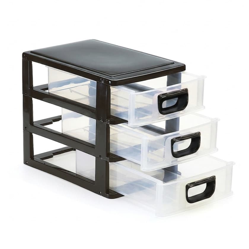 Gaveteiro Organizador de Mesa 3 Gavetas Armário Multiuso em Plástico Reforçado