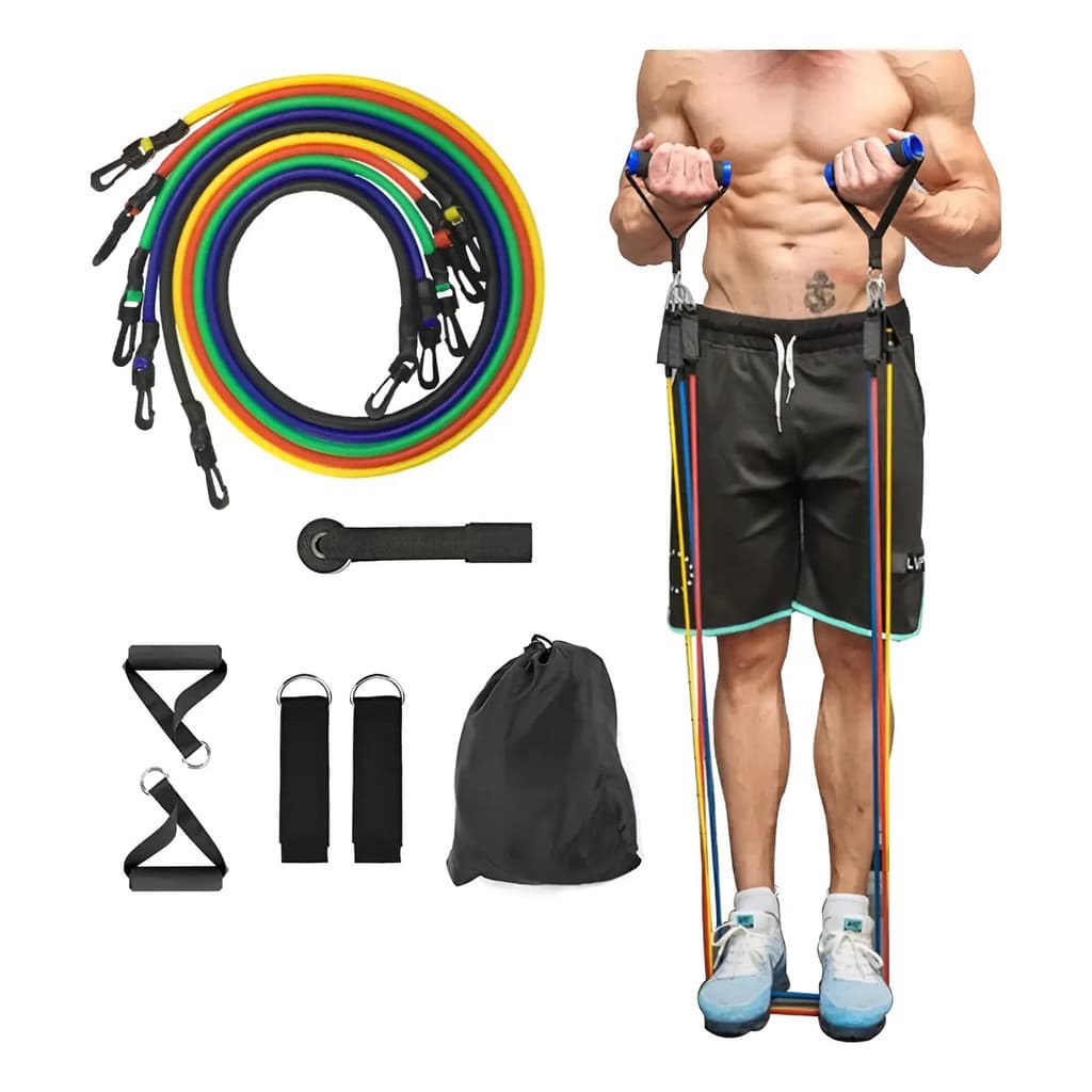Kit Tubing 11 Peças Elásticos Para Exercício Funcional