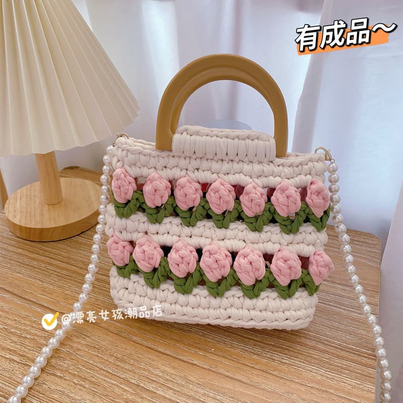 Tulipa mão-tecido saco mensageiro bolsa feminina caseiro diy Material saco produto acabado presente para namorada