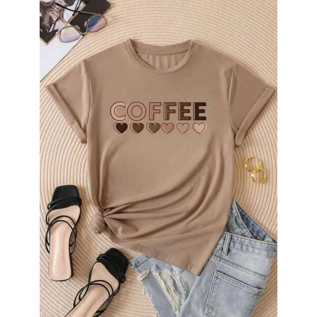 Camiseta Feminina Coffe Blusa 100% Algodão Promoção T-shirt