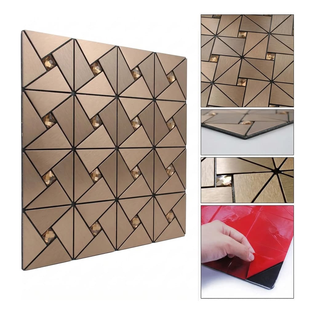 Papel Parede Pastilha Metal Adesiva Banheiro Cozinha Lavável
