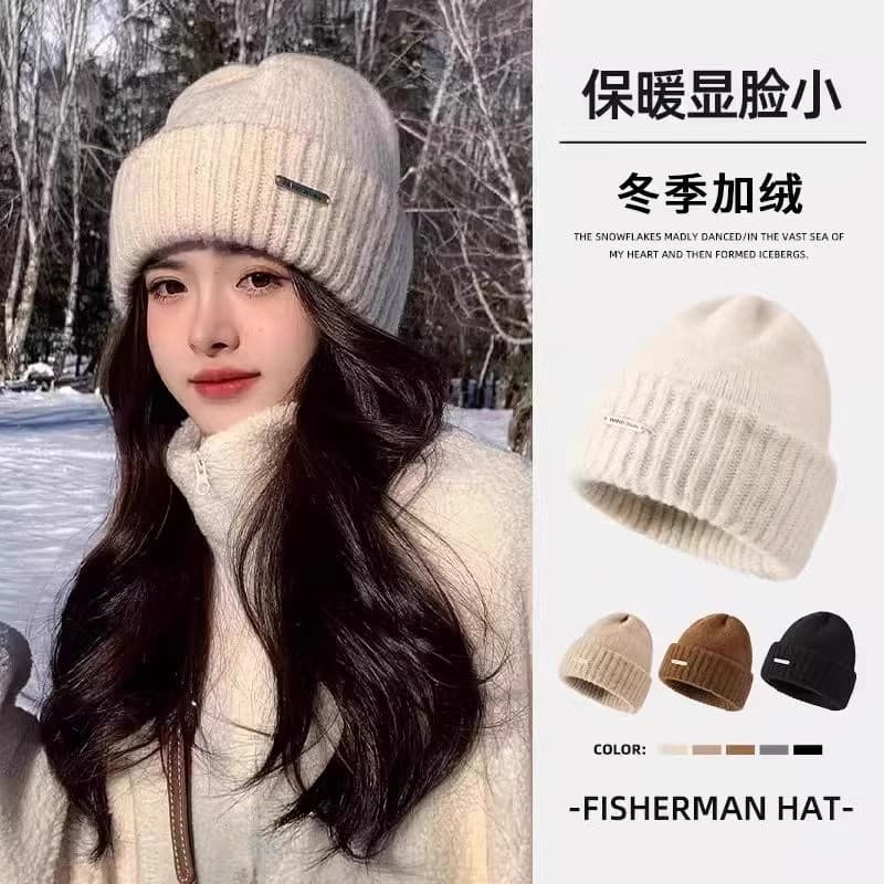 2025 novo estilo grande circunferência da cabeça chapéu de lã feminino outono inverno moda All-Match engrossado quente p