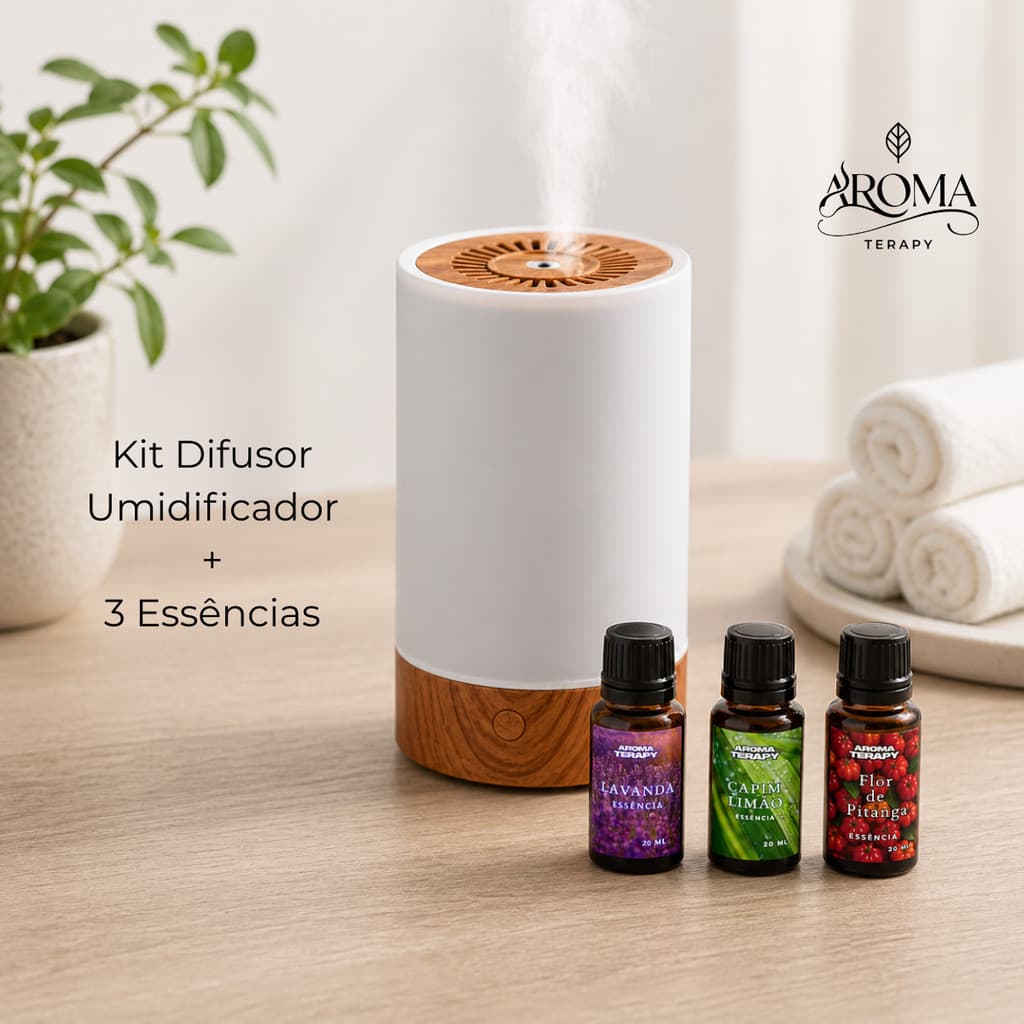 Difusor Umidificador De Ar + Essências  Aromatizador De Ambiente RGB Eletrico Umidificador Usb