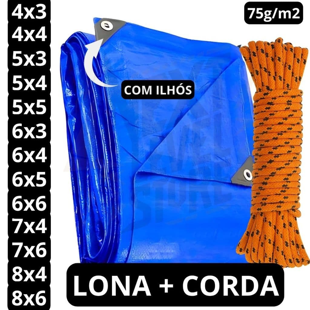 Corda 10m + Lona 4x3 4x4 5x3 5x4 5x5 6x3 6x4 6x5 6x6 7x4 7x6 8x4 10x4 Piscina Construção Impermeável