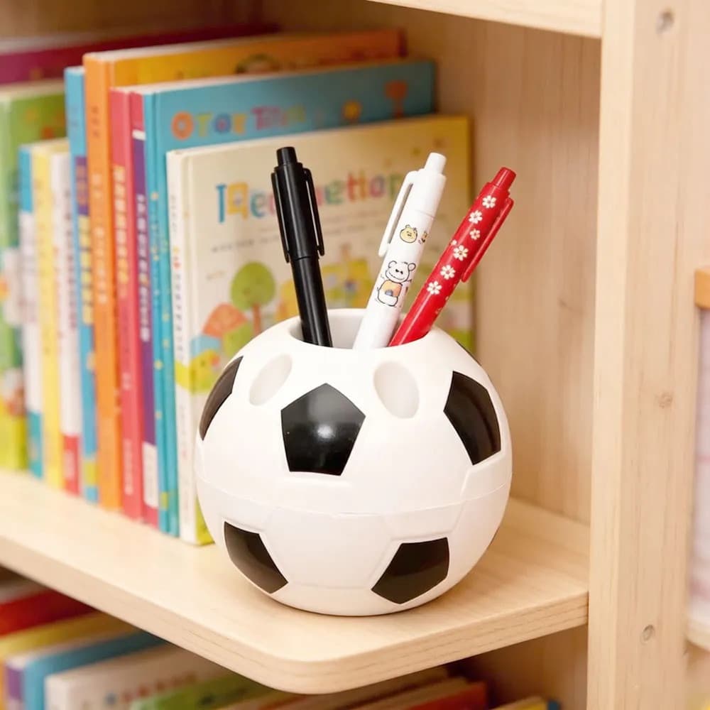 Porta-canetas De Mesa Formato Bola De Futebol Escolar Multi