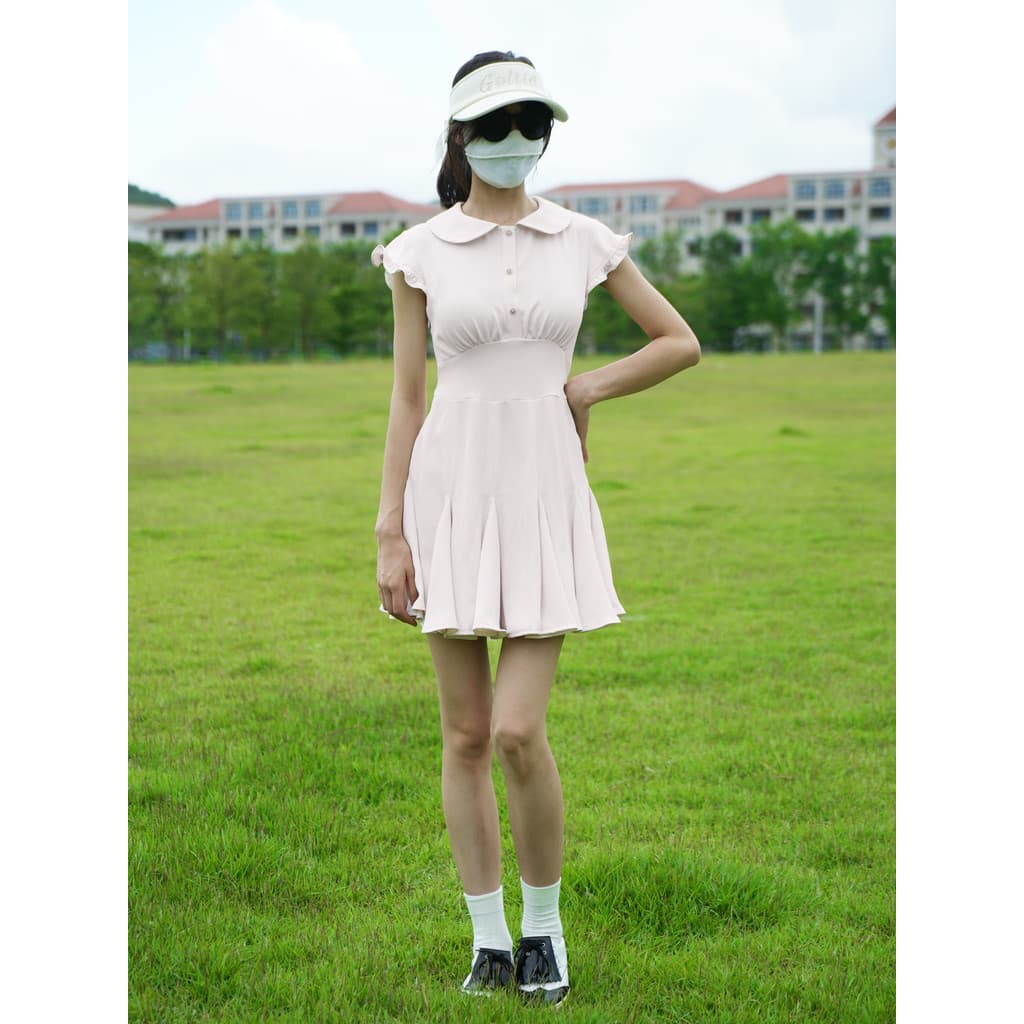 2024 vestido de golfe terno de tênis feminino de manga curta golfe feminino fino-ajuste mais magro olhar saia feminina n