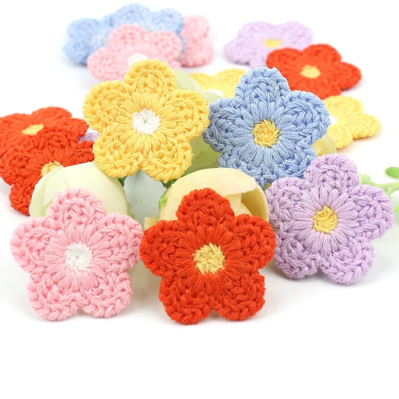 40Pcs 2,8cm Fios De Lã Bordados Flores Patches Costurar Appliques Para Artesanato Acessórios De Cabeleireiro Decoração D
