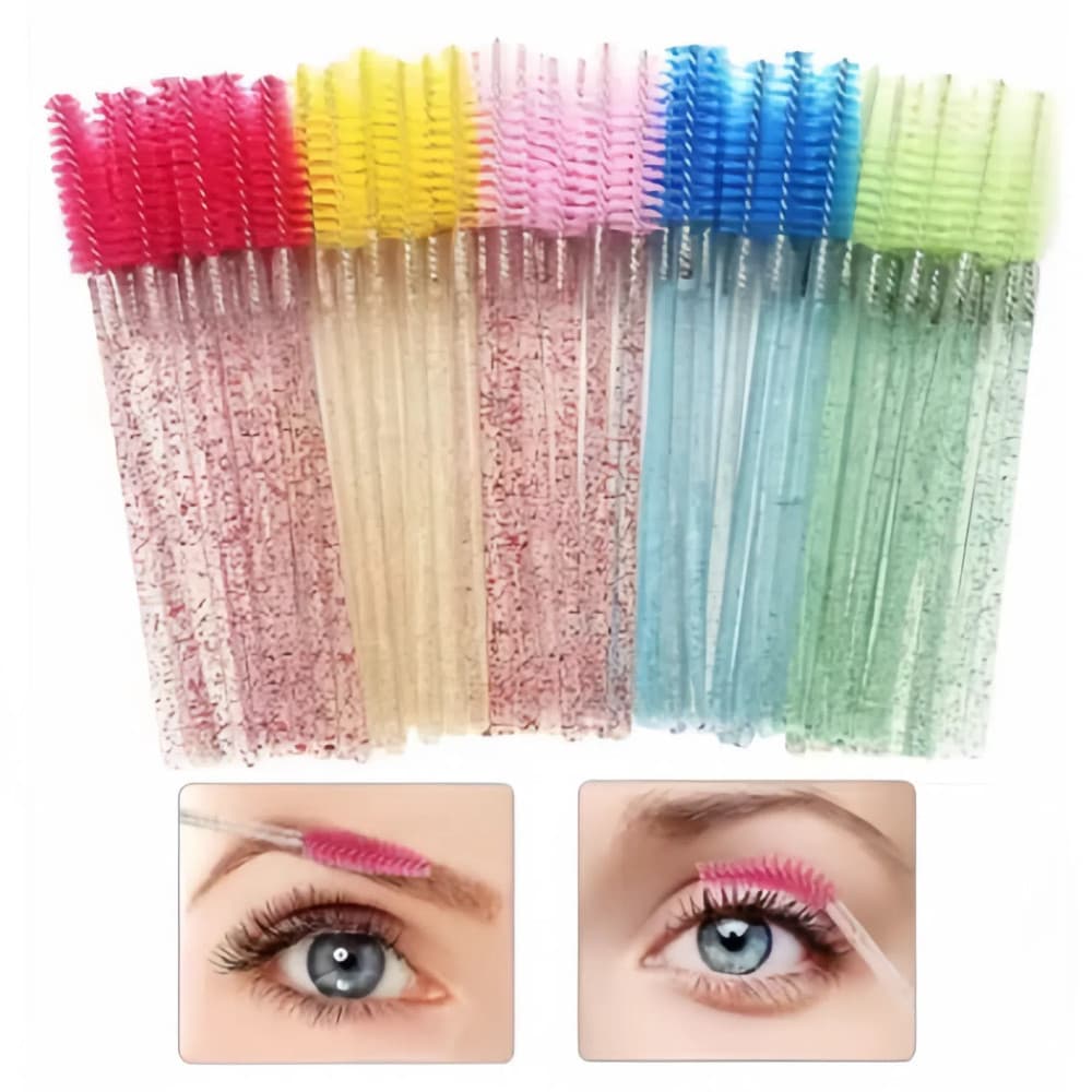 Kit 50/250 Escovinhas Glitter para Extensão de Cílios e Sobrancelha