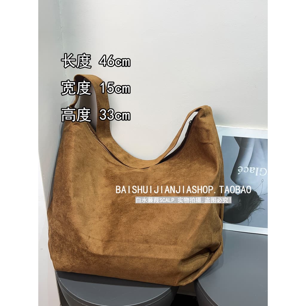 Retro camurça grande capacidade sacola feminina 2025 outono inverno novo estilo All-Match Casual Commuter bolsa de ombro