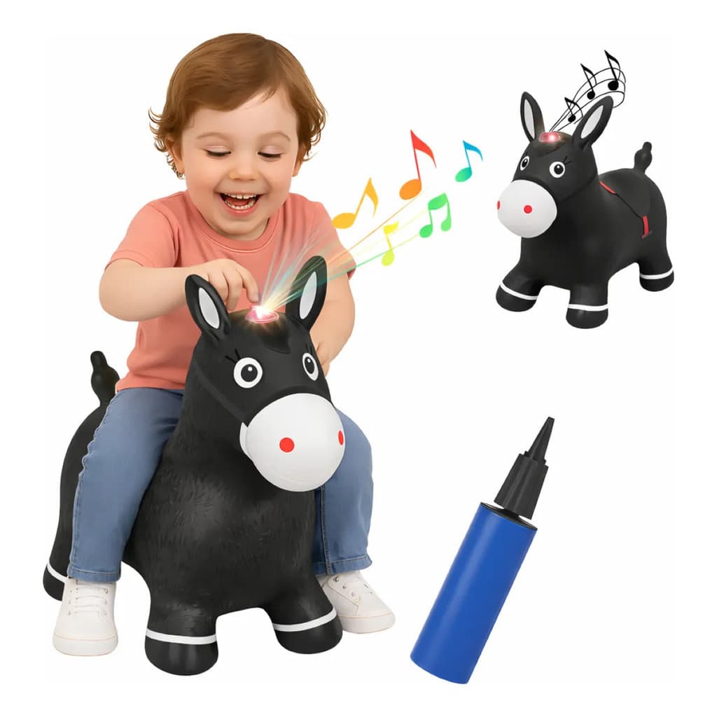 Cavalinho Infantil Pula Pula Com Som Luz + Bomba Super Resistente