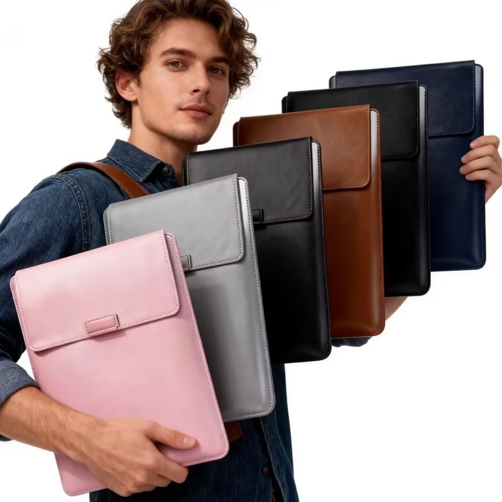 Mochila de notebook de alta qualidade com fecho magnético, couro, 13 a 16 polegadas, com suporte