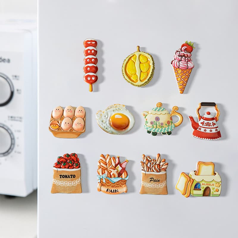 Simulação 3D Lanche Resina Adesivo Moda Moderna Cozinha Geladeira Decoração Ornamento