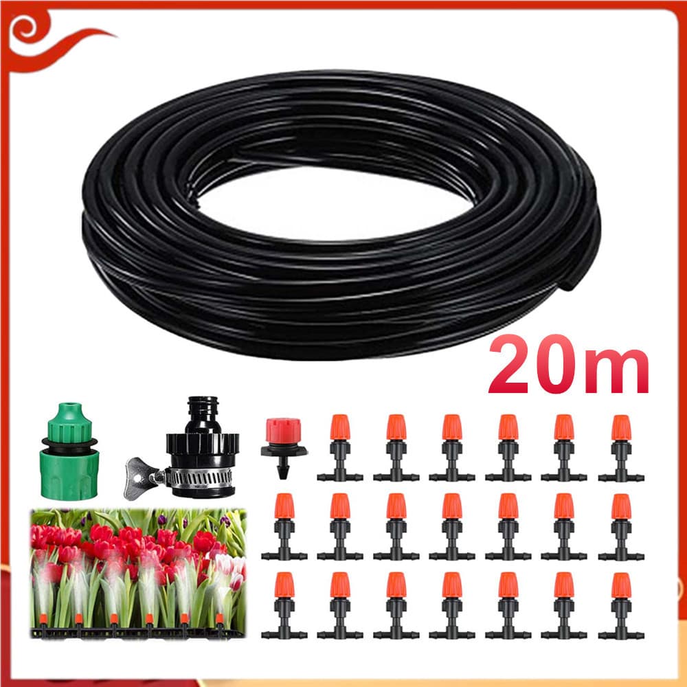 Sistema de irrigação automática de pátio de 20 m, 20 bicos, Kit de água para economia de água