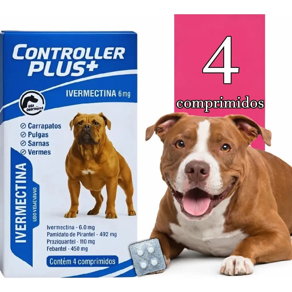 Remédio Anti Pulgas, Carrapatos, Sarnas E Vermes 4 Comp