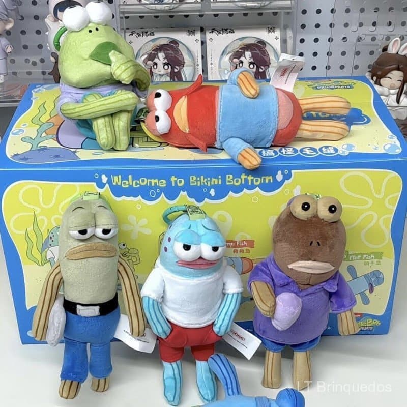 Residentes da caixa surpresa Bikini Bottom do Bob Esponja: pingente de pelúcia Peixe Atordoado, decoração fofa para moch