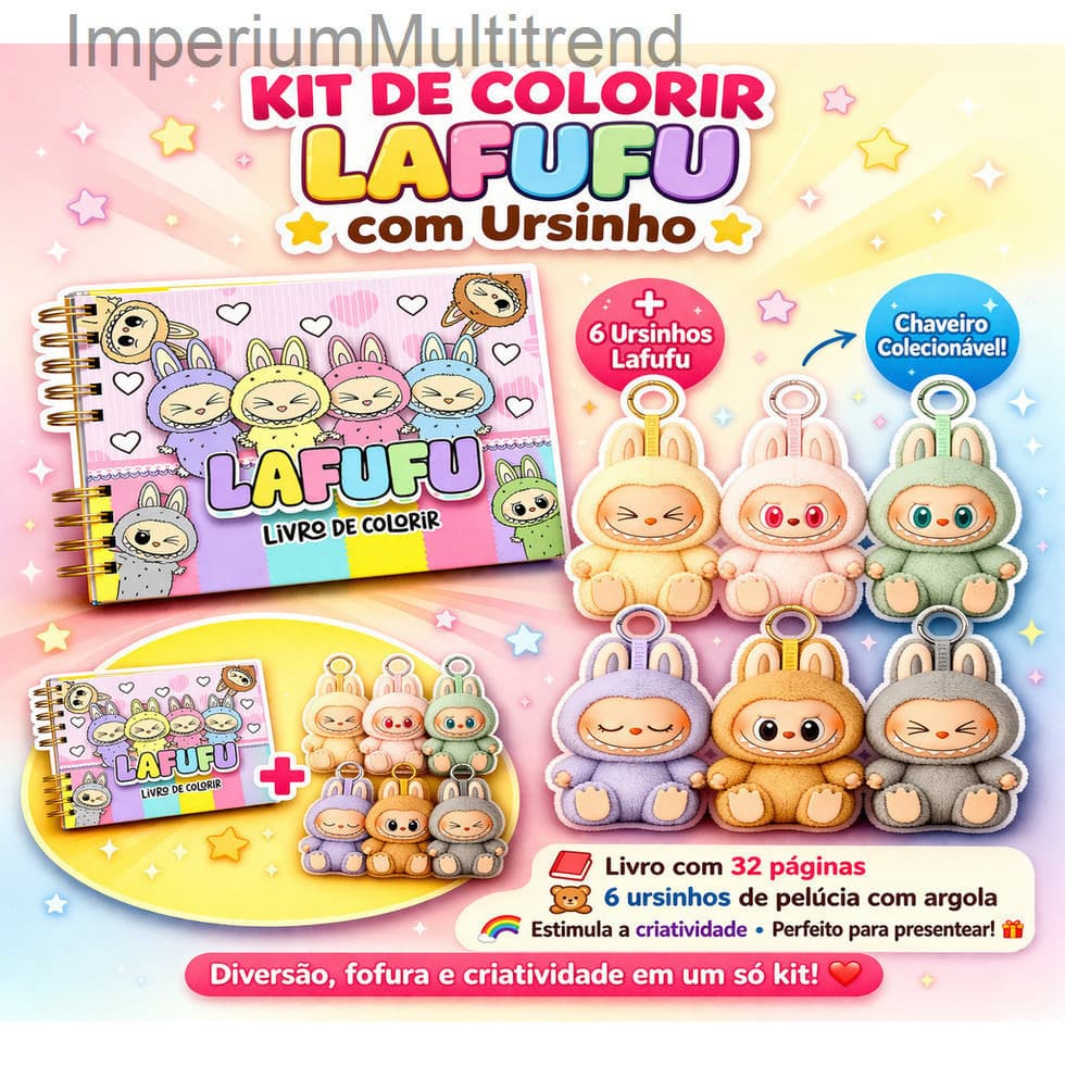 Livro de Colorir Lafufu + 1 Chaveiro Bonequinho | 6 Opções0ODW