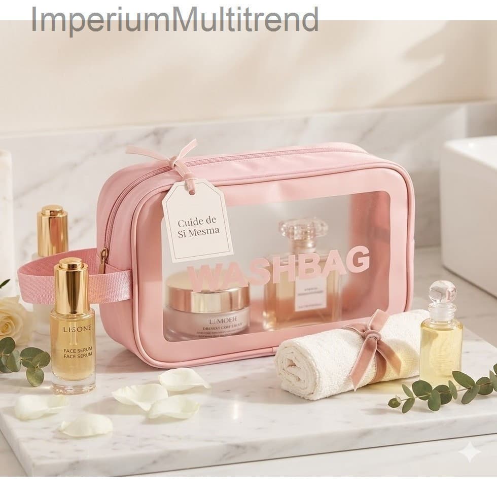 Bolsa Necessaire  PVC Transparente Impermeável Para Maquiagem Viagem Cosméticos Organização Prática