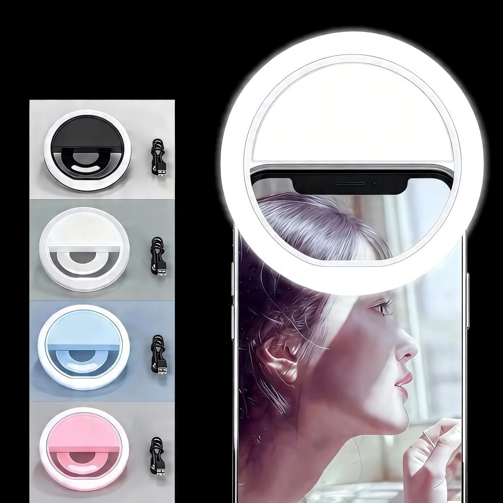 Anel Luminoso Para Celular Flash Selfie Mini Ring Light Clipe Anel Luz Pra Selfie Ring Light Flash Celular Universal