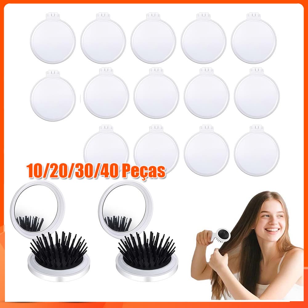 13.7X7cm 10/20/30/40Pçs Branco Escova com espelho Mini escova de cabelo para bolsa bolso com cerdas de macias