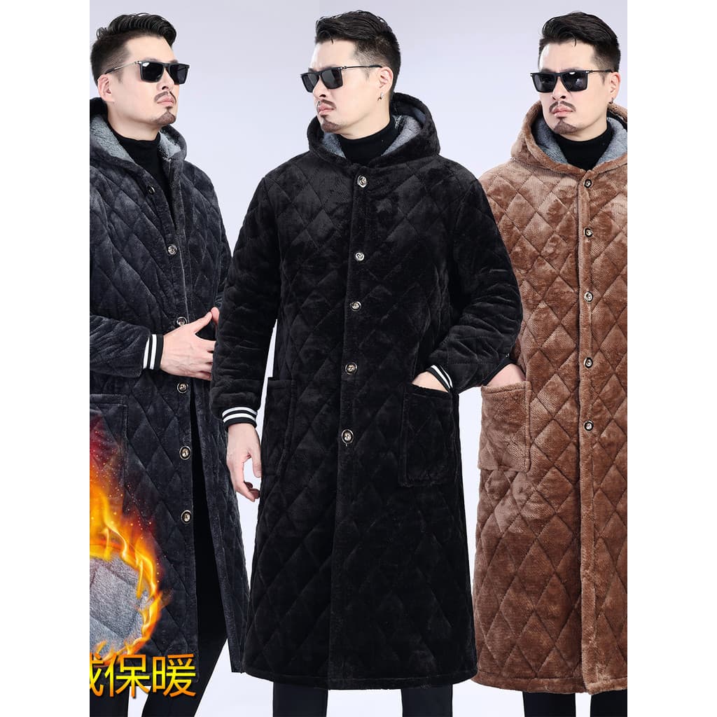 Roupas masculinas extra longas acolchoadas de algodão inverno acima do joelho roupas acolchoadas de algodão roupas de tr