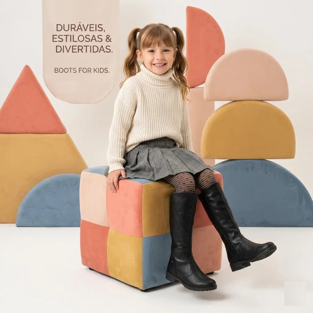 Bota Cano Longo Pink Cats Infantil Meninas V6052 Lançamento