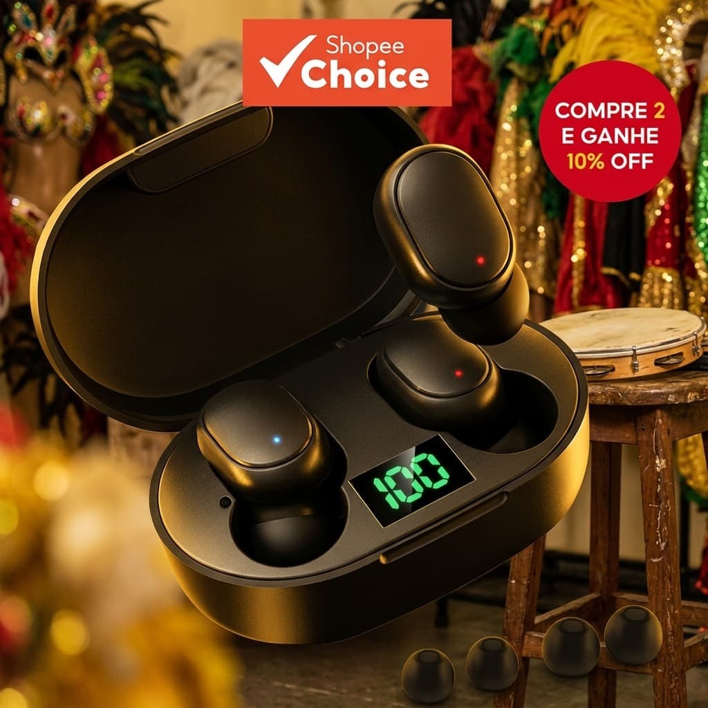 Fone Bluetooth Sem Fio Tws Som Limpo Grave Potente Fone De Ouvido Redução De Ruído Microfone Celular Android iOS