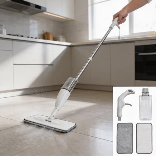 Mop Spray Com Reservatório Esfregão De Microfibra Vassoura Cinza