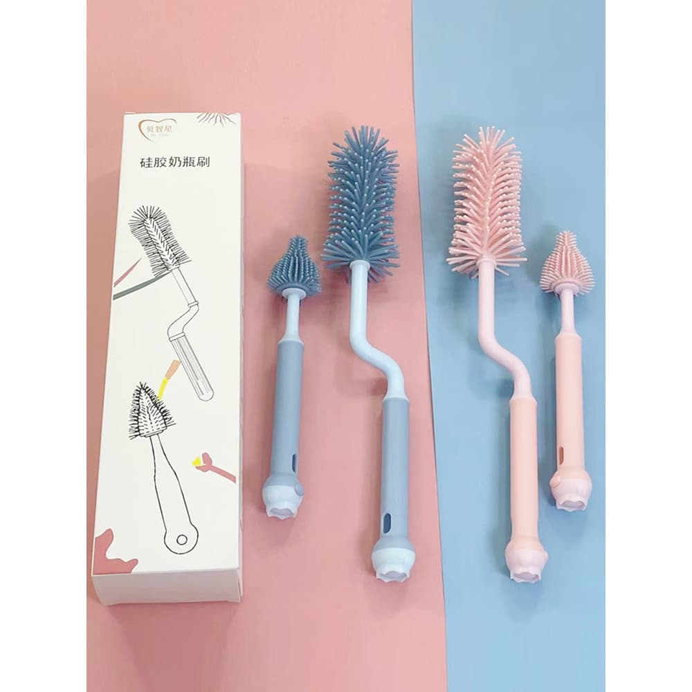Bebê Silicone garrafa de lavagem escova de limpeza conjunto de limpeza rotativa mamilo esponja escova Shabu-rinsing recé