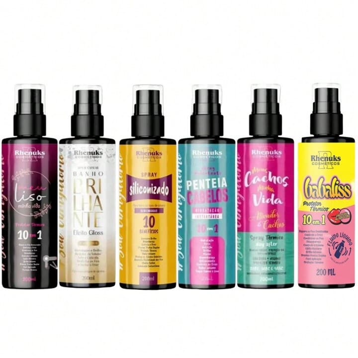 Spray com e sem Proteção Térmica 10 em 1 Capilar 200ml Cada Rhenuks