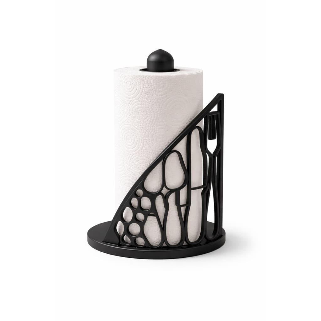 porta papel toalha suporte moderno decorativo com design talheres vazado preto artespace