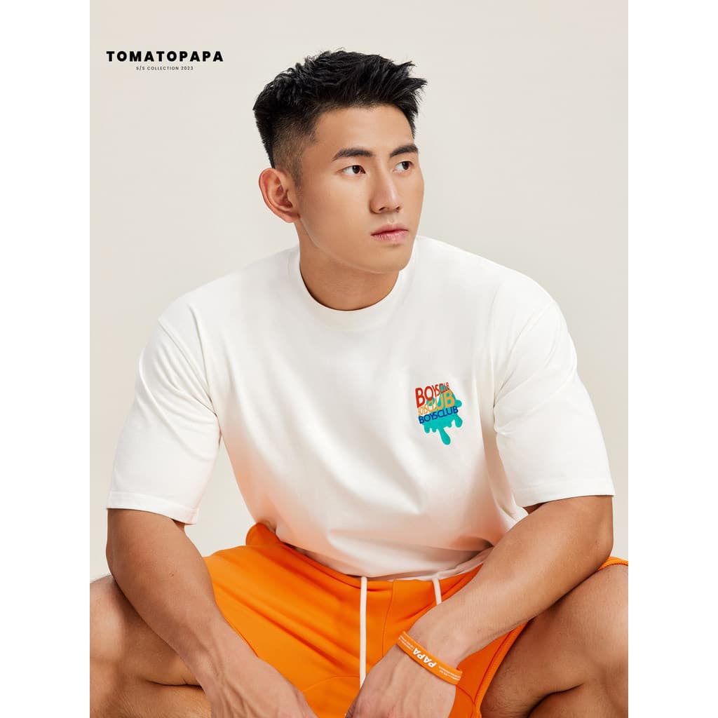 TOMATEPAPA Camiseta de manga curta Street Wear Simples All-Match Youth Padrão de transferência de calor Wicking Respiráv