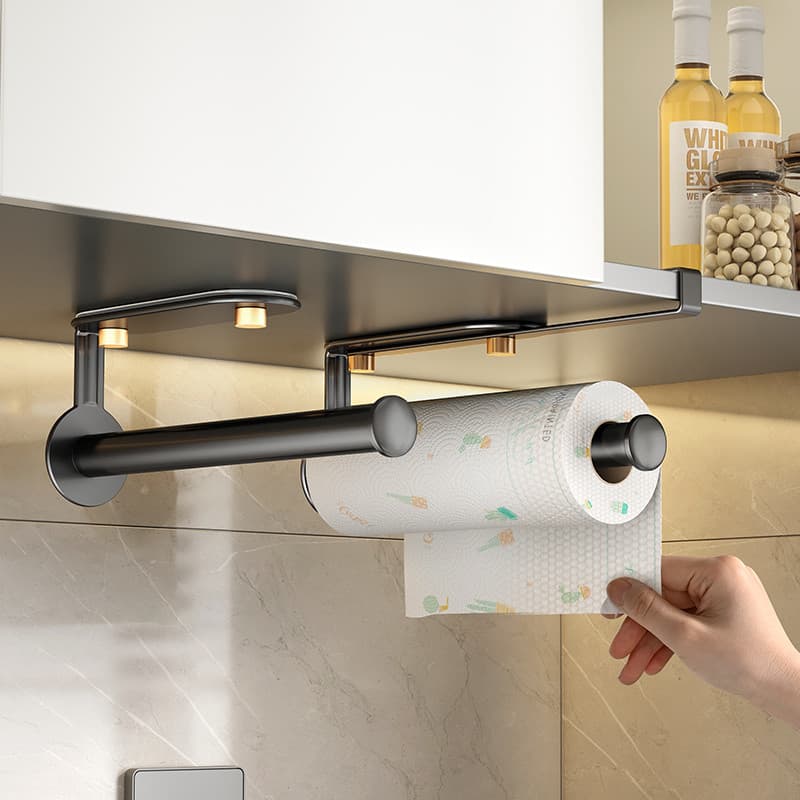 Toalheiro de papel de cozinha, cabide de papel sem perfuração, saco de plástico, rack de pano de armazenamento, rack de