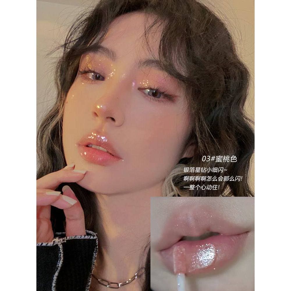 Brilho labial piscante diamante brilho labial pérola espelho brilho labial hidratante fino piscando óleo labial nicho ma