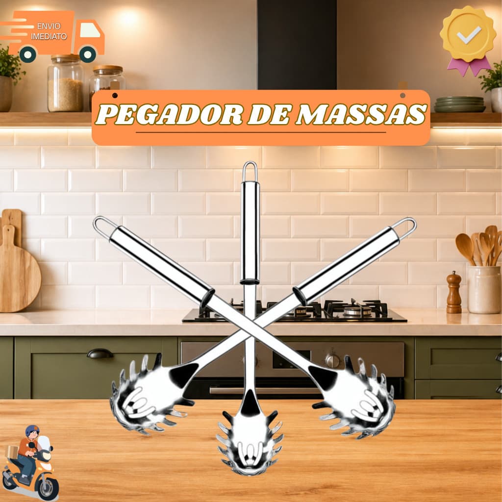 PEGADOR DE MASSAS INOX - PRATICIDADE E SOFISTICAÇÃO