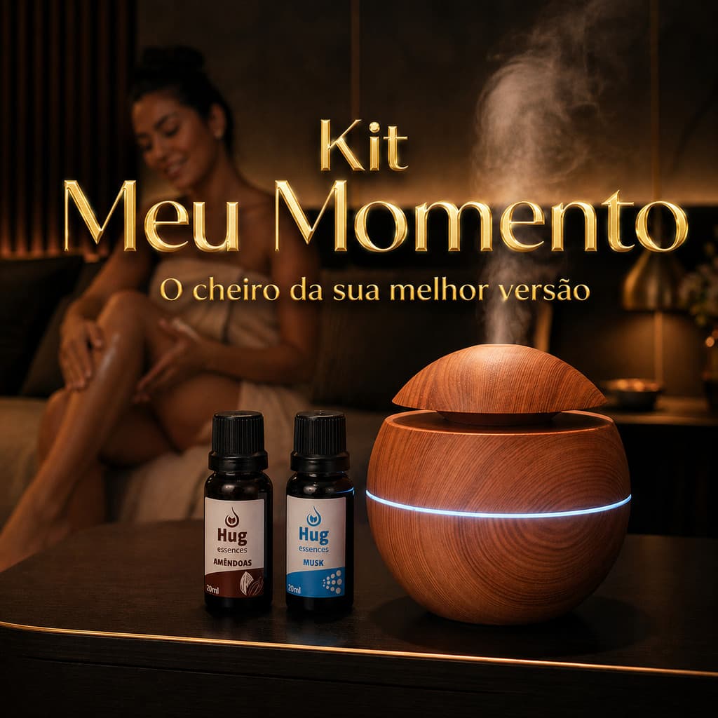Umidificador de ar + Essencias de Amendoas e Musk | Cheiro para seu ambiente | Difusor Ultrassonico | Essencia 20ml