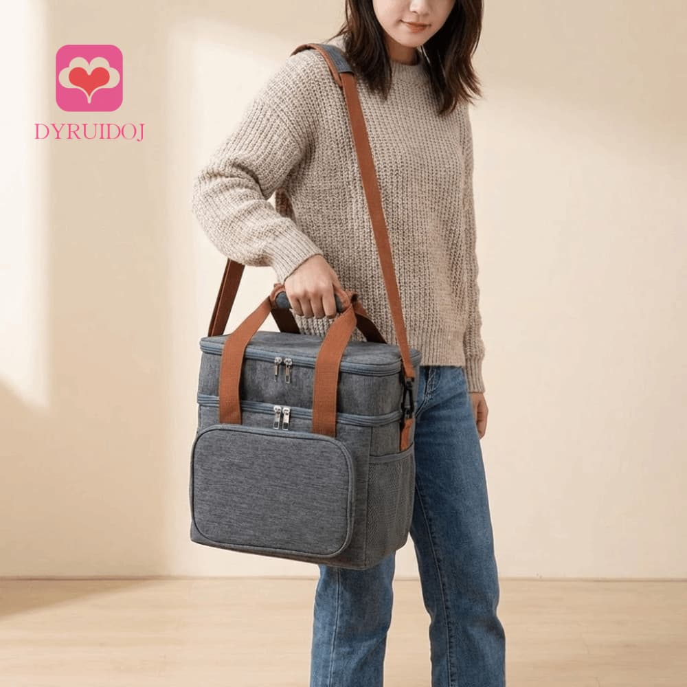 Bolsa Térmica Para Almoço De Dois Andares ADYRUIDOJ , Lancheira Isolada À Prova De Vazamentos De Grande Capacidade