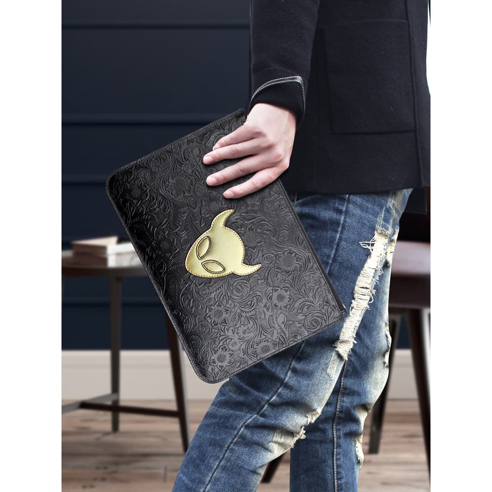 Bolsa de mão masculina de couro genuíno feita à mão, primeira camada, Casual, Envelope, leve, pequeno monstro, bolsa de