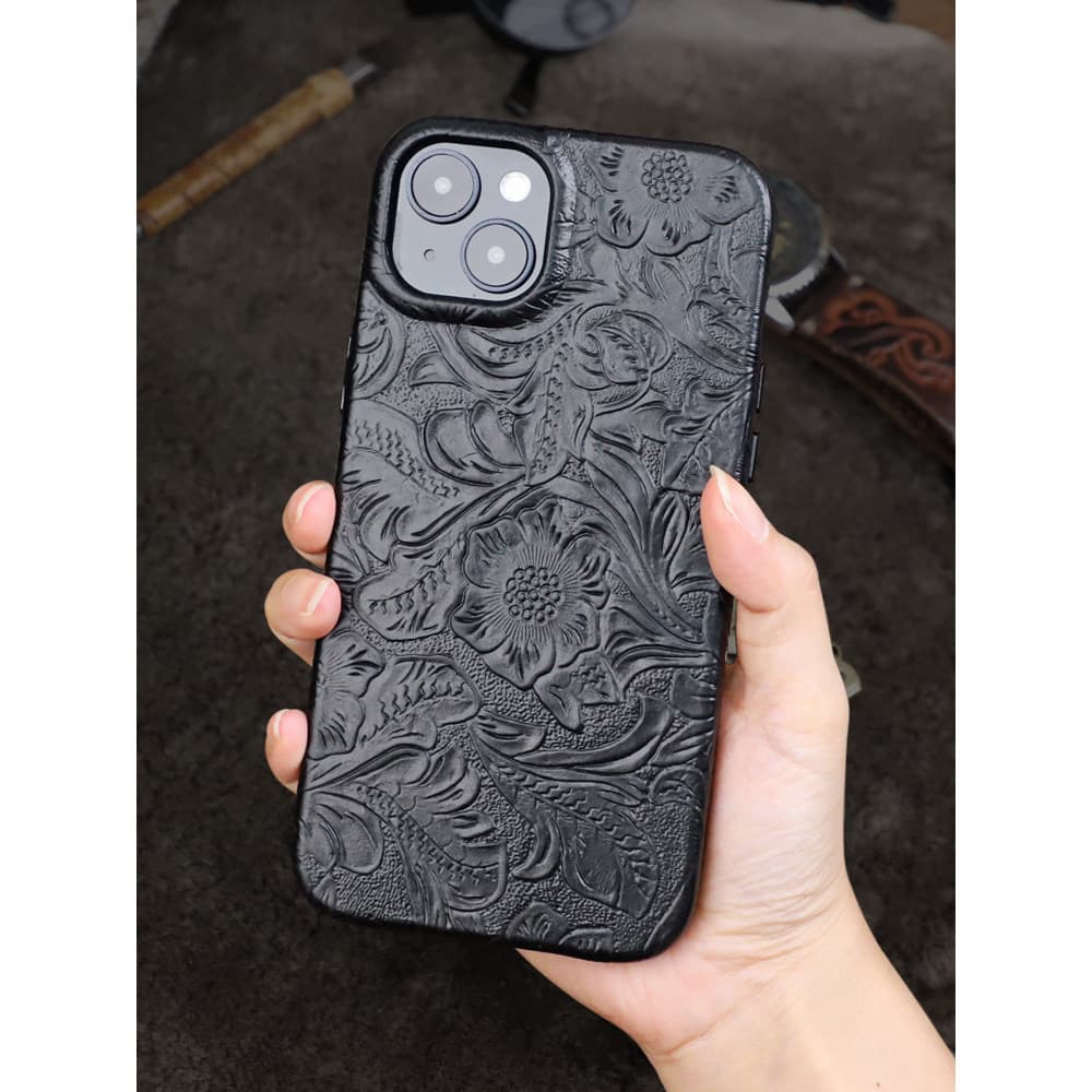 Adequado para iPhone14/13/12ProMax Novo estilo Apple Celular Capa protetora de couro genuíno Capa resistente a choques C