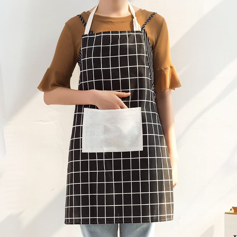 Avental de tecido elegante cozinha sem mangas bolso cintura casa adulto impermeável à prova de óleo Anti-incrustante ver