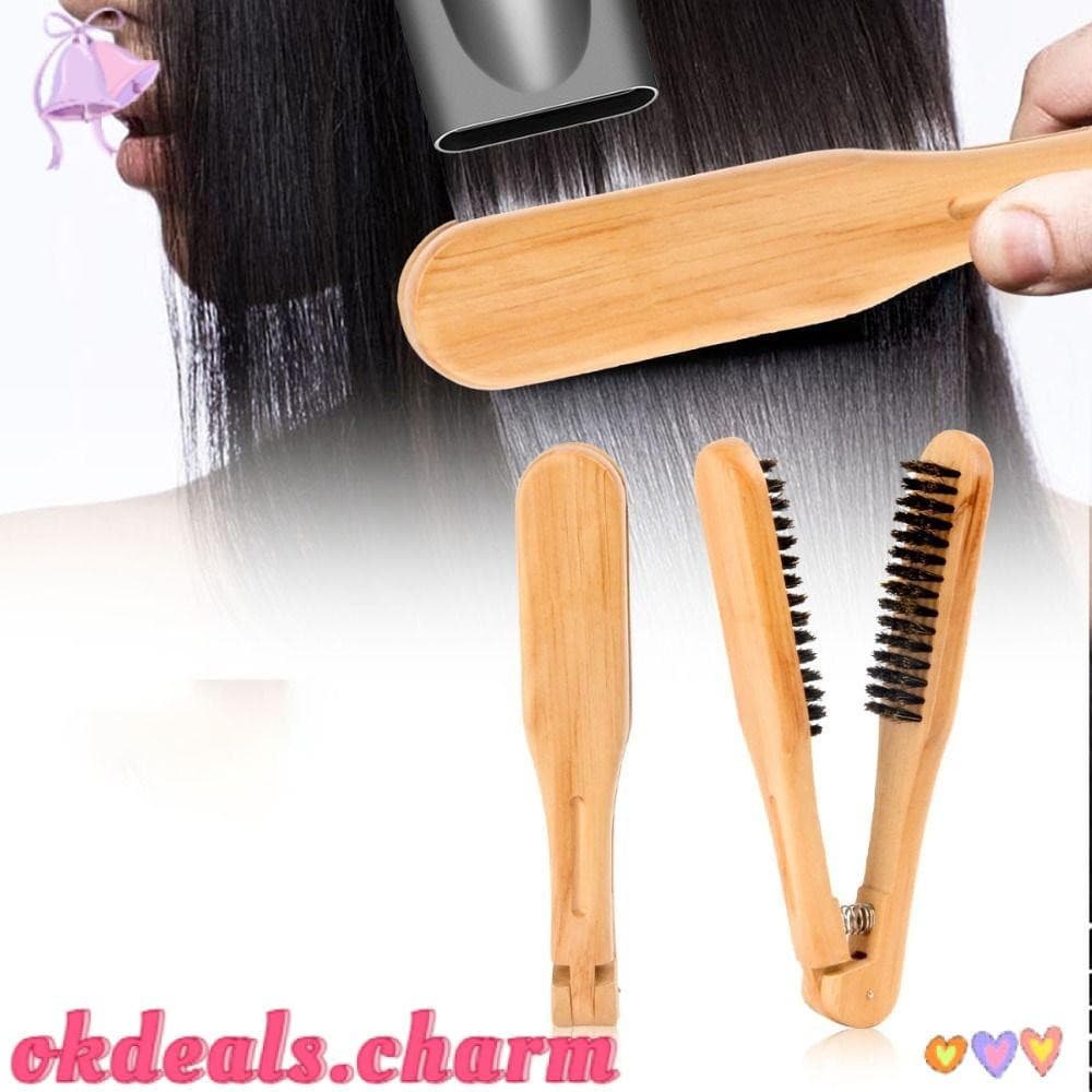 OKDEALS Pente Alisador De Cabelo , Escovas Duplas De Braçadeira Em Forma De V , Escova Feminina Cabeleireiro