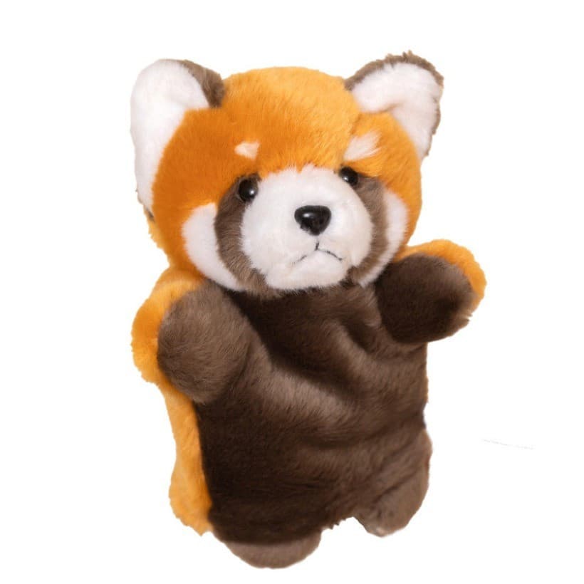 Super macio toque bonito simulação guaxinim fantoche de mão brinquedo de pelúcia boneca guaxinim crianças interação pai-