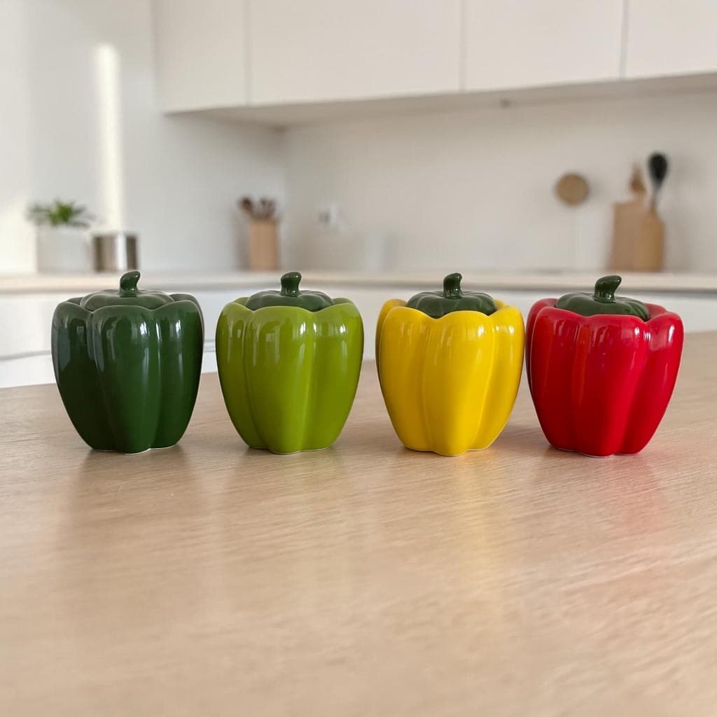 Pote Decorativo Com Tampa Pimentão Porta Condimentos Temperos Cozinha Gourmet
