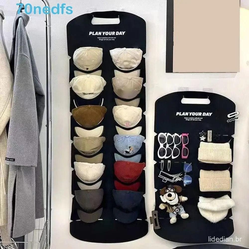NEDFS Bolsa Suspensa Para Armazenamento De Boné De Beisebol , Rack De Exibição De Chapéu Visível Com 6/12 Bolsos , Supor