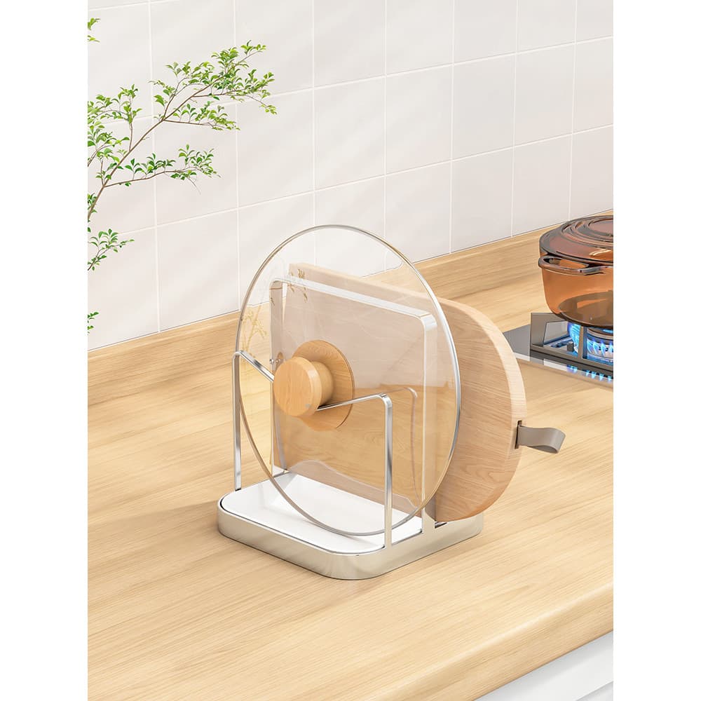 Rack para tampa de panela de cozinha Prateleira de armazenamento dedicada Tábua de corte multifuncional doméstica Tábua